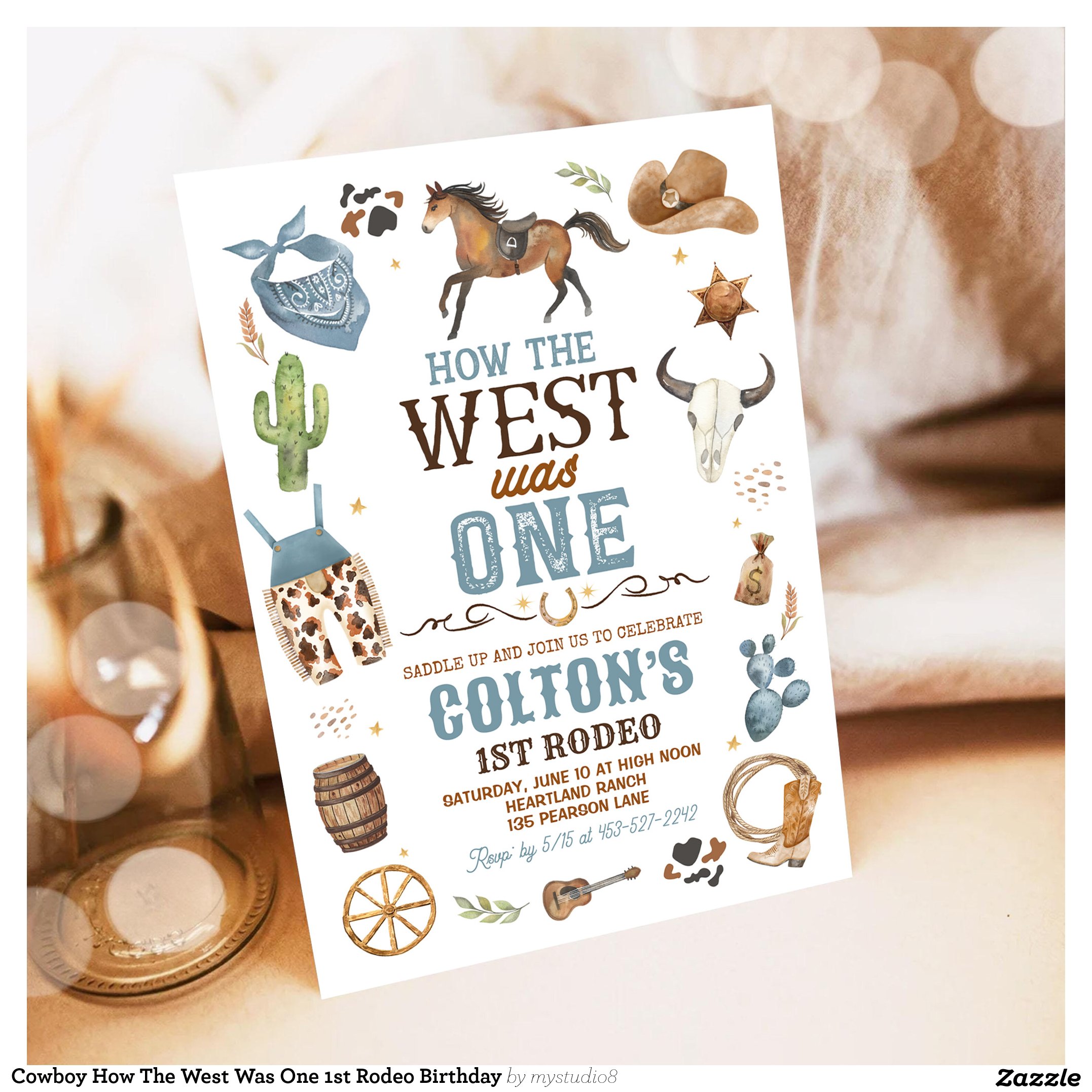 Cowboy How The West Was One 1st Rodeo Birthday Invitation