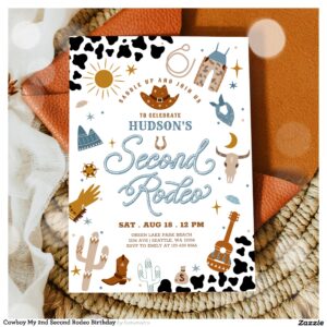 Cowboy My 2nd Second Rodeo Birthday Invitation