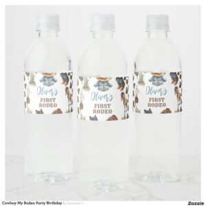 Cowboy My Rodeo Party Birthday Water Bottle Label