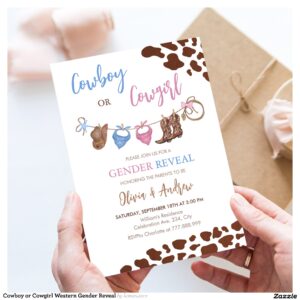 Cowboy or Cowgirl Western Gender Reveal Invitation