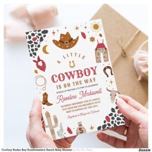 Cowboy Rodeo Boy Southwestern Ranch Baby Shower Invitation