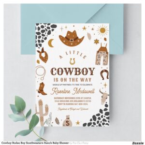 Cowboy Rodeo Boy Southwestern Ranch Baby Shower Invitation