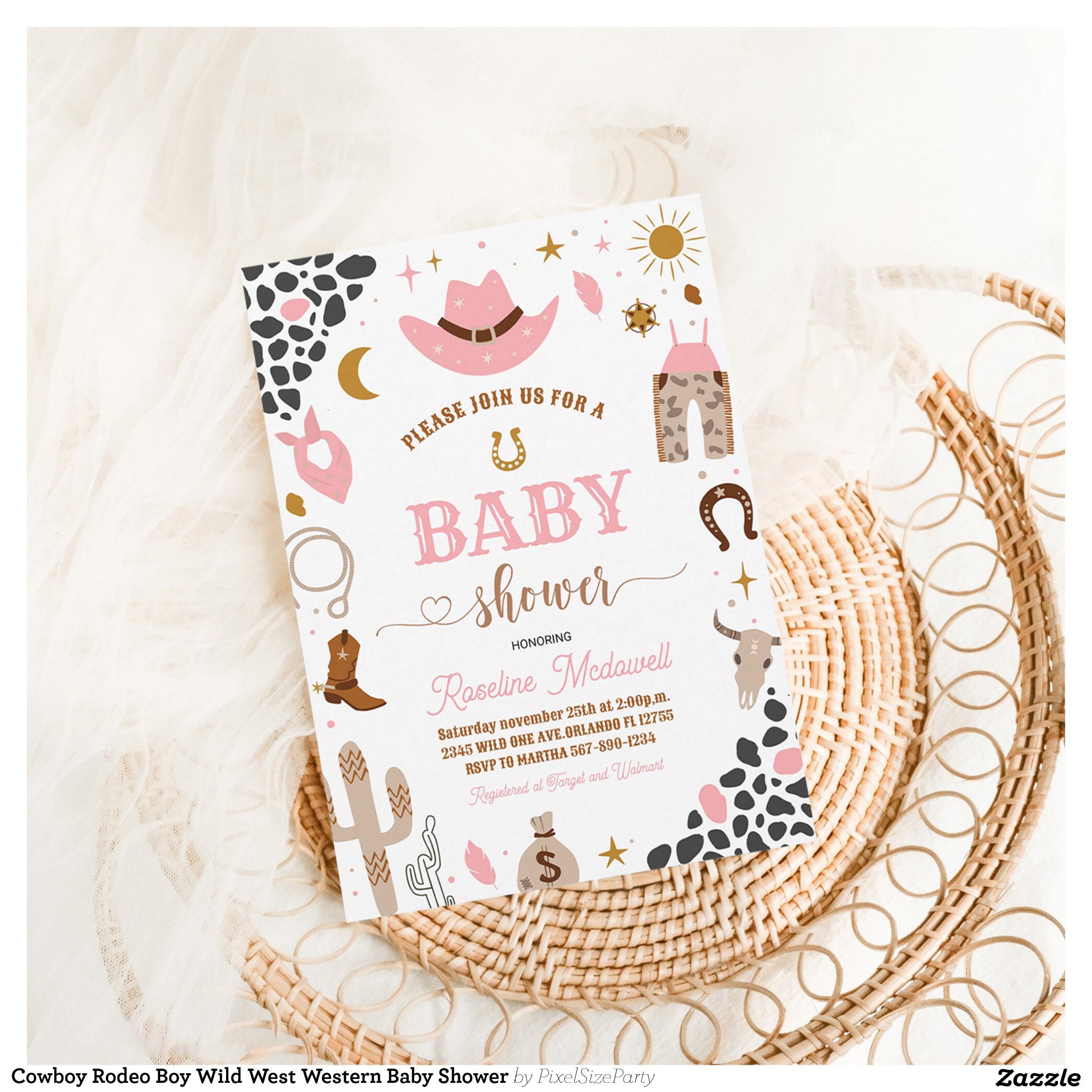 Cowboy Rodeo Boy Wild West Western Baby Shower Invitation