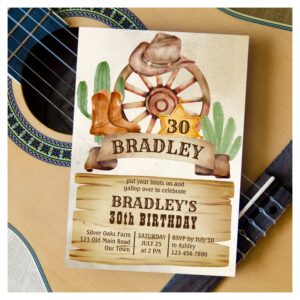 Cowboy rodeo horses western birthday invitation