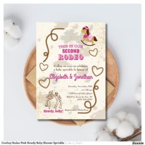 Cowboy Rodeo Pink Howdy Baby Shower Sprinkle Invitation