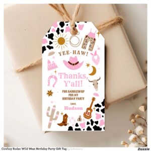 Cowboy Rodeo Wild West Birthday Party Gift Tag