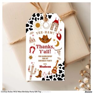 Cowboy Rodeo Wild West Birthday Party Gift Tag