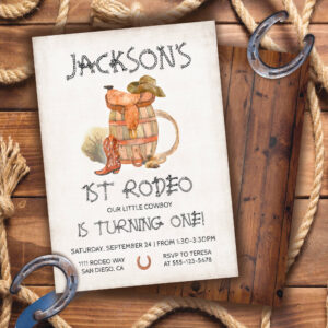 Cowboy western 1st Rodeo Birthday Party Invitation