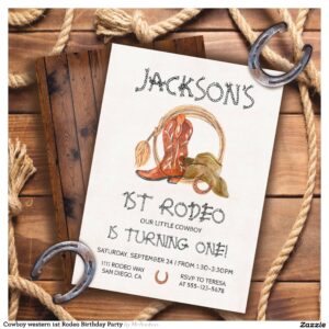 Cowboy western 1st Rodeo Birthday Party Invitation
