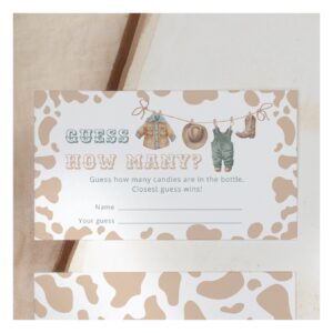 Cowboy Western Plaid Baby Shower Guess How Many Enclosure Card