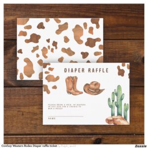 Cowboy Western Rodeo Diaper raffle ticket Enclosure Card
