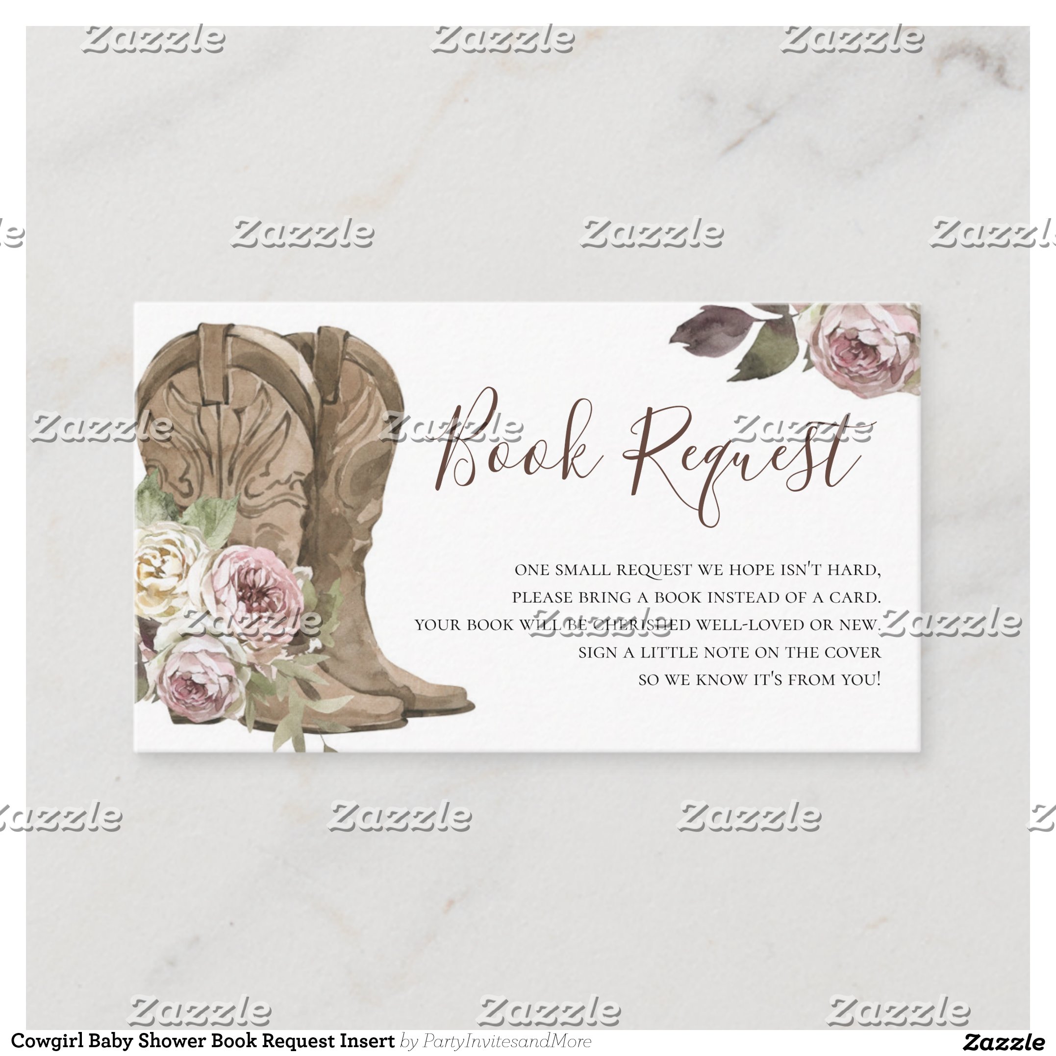 Cowgirl Baby Shower Book Request Insert