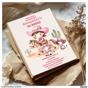 Cowgirl Birthday 1st Rodeo Invitation
