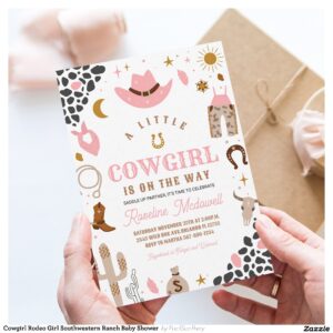 Cowgirl Rodeo Girl Southwestern Ranch Baby Shower Invitation
