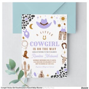 Cowgirl Rodeo Girl Southwestern Ranch Baby Shower Invitation