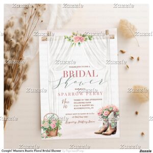 Cowgirl Western Rustic Floral Bridal Shower Invitation