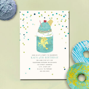 Crazy Milkshake Ice Cream Birthday Party Invitation