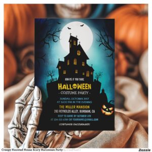 Creepy Haunted House Scary Halloween Party Invitation