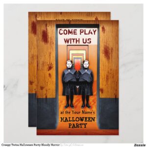 Creepy Twins Halloween Party Bloody Horror Invitation