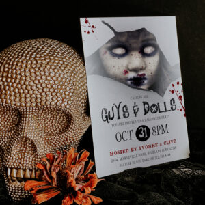 Creepy Zombie Doll Adult Halloween Party Invitation