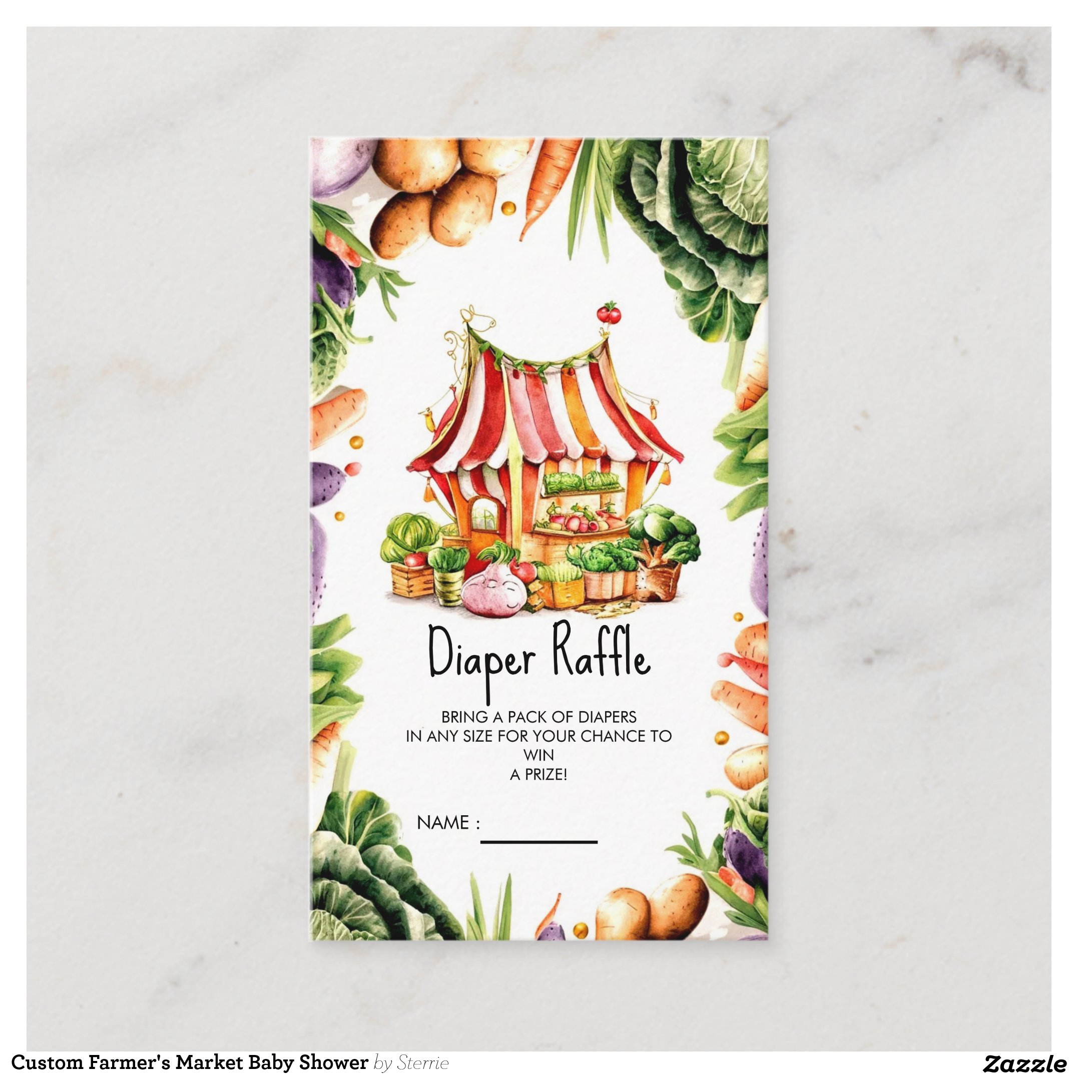 Custom Farmer's Market Baby Shower Enclosure Card