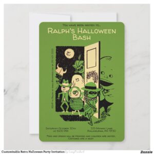 Customizable Retro Halloween Party Invitation