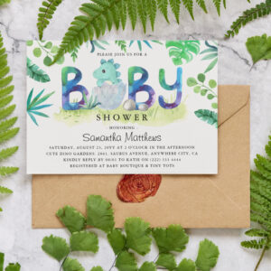 Cute Dinosaur BABY baby Shower Invitation