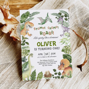 Cute Dinosaur Boy Birthday Jurassic Dino Party Invitation