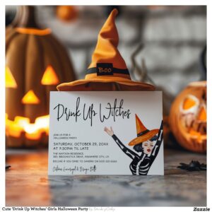 Cute 'Drink Up Witches' Girls Halloween Party Invitation