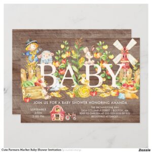 Cute Farmers Market Baby Shower Invitation