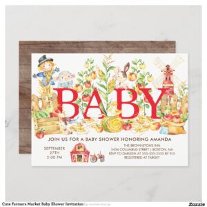 Cute Farmers Market Baby Shower Invitation