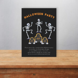 Cute fun skellington halloween invitation