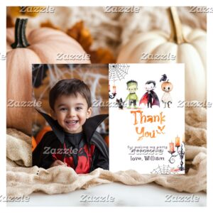 Cute Halloween Costume party photo thank you Invitation