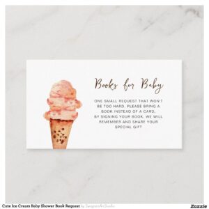 Cute Ice Cream Baby Shower Book Request Enclosure Card