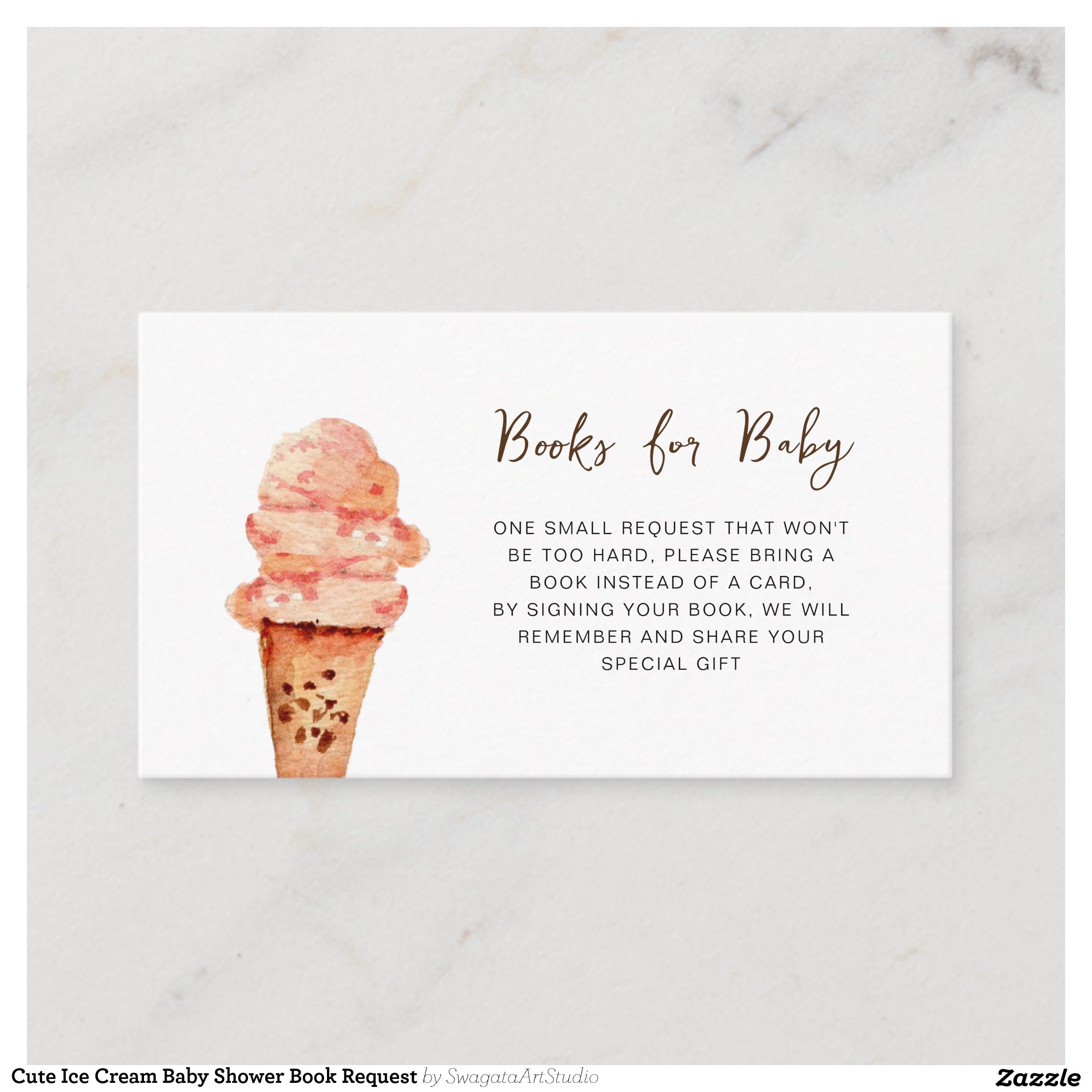 Cute Ice Cream Baby Shower Book Request Enclosure Card