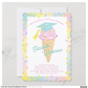 Cute Ice Cream Graduation Party Invitation