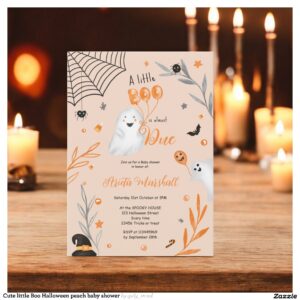 Cute little Boo Halloween peach baby shower Invitation