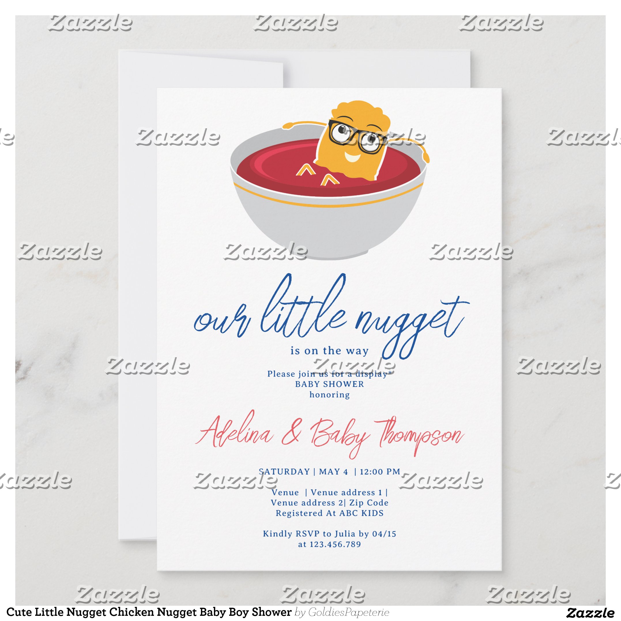 Cute Little Nugget Chicken Nugget Baby Boy Shower Invitation
