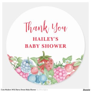 Cute Modern Wild Berry Sweet Baby Shower Classic Round Sticker