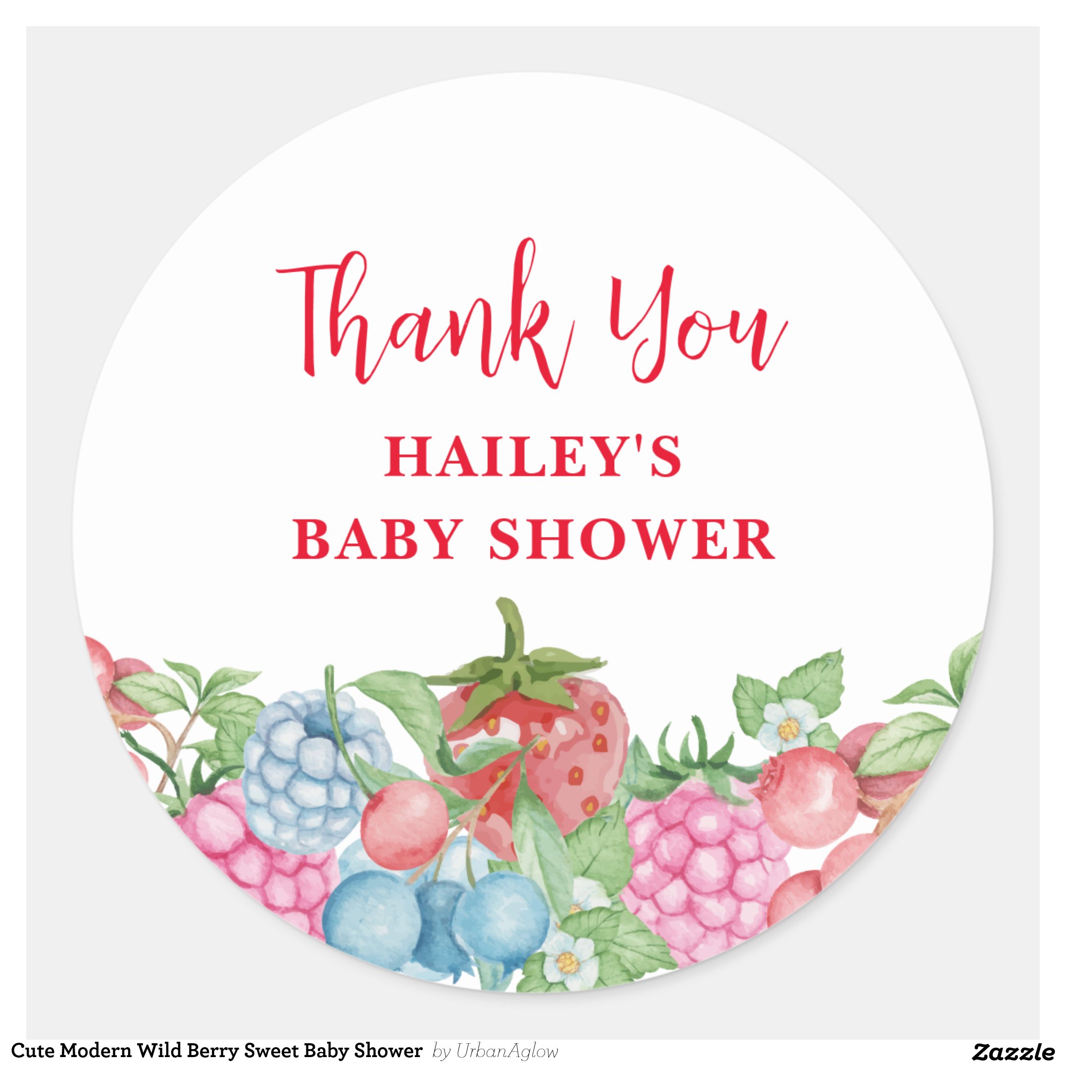 Cute Modern Wild Berry Sweet Baby Shower Classic Round Sticker