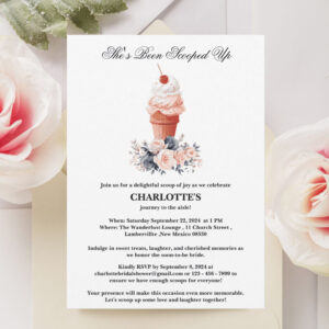Cute She's Been Scooped Up Bridal Shower Invitation