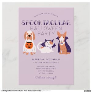 Cute Spooktacular Costume Pets Halloween Party Invitation