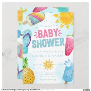 Cute Summer Popsicle Ready to Pop Baby Shower Invitation