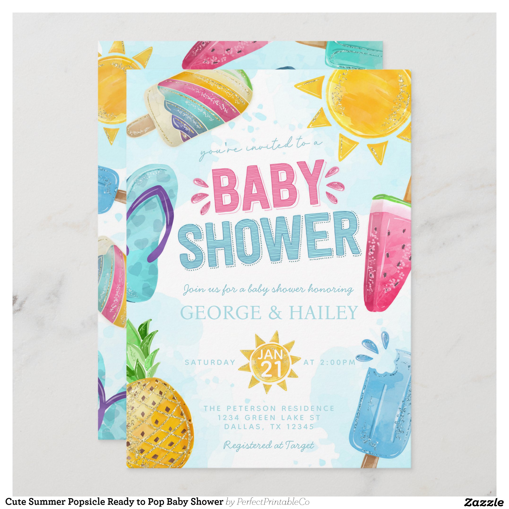 Cute Summer Popsicle Ready to Pop Baby Shower Invitation