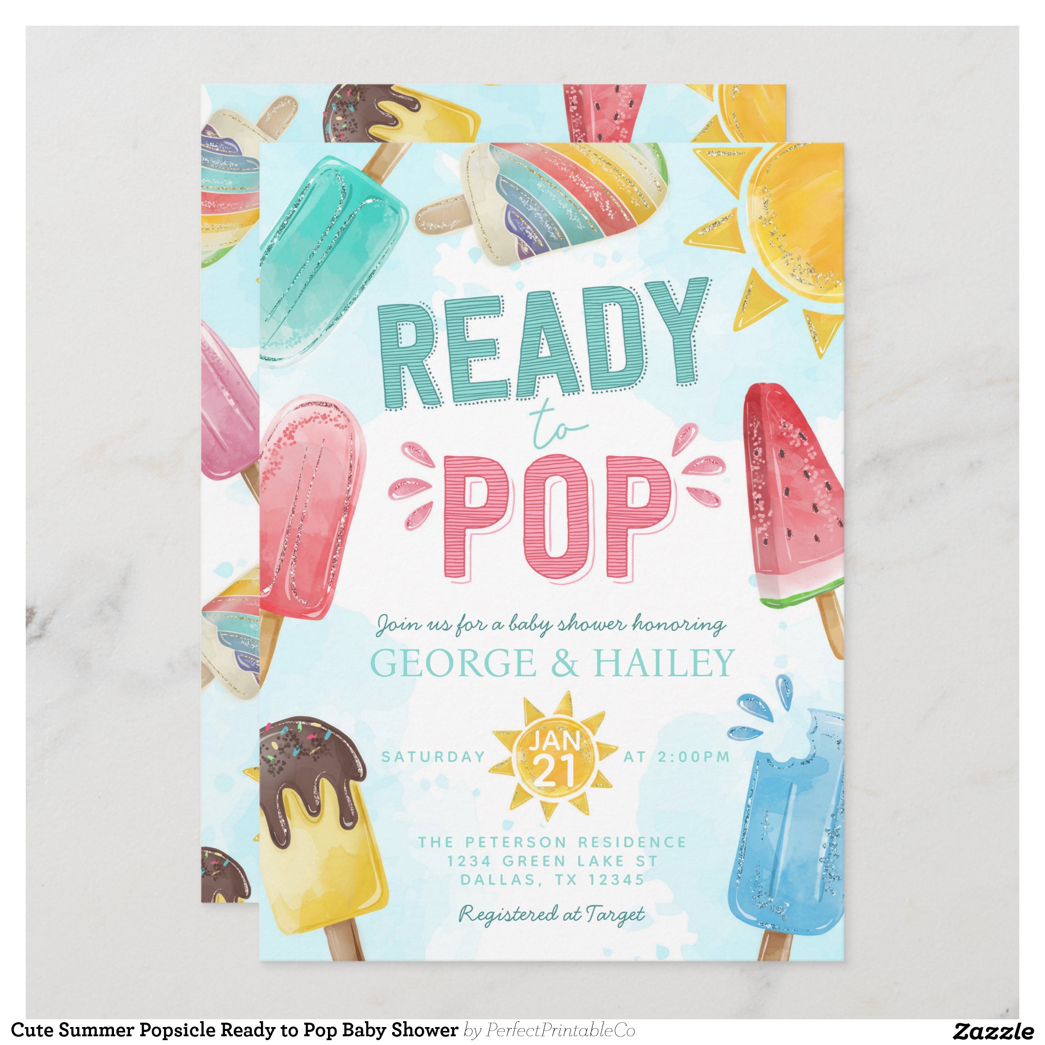 Cute Summer Popsicle Ready to Pop Baby Shower Invitation
