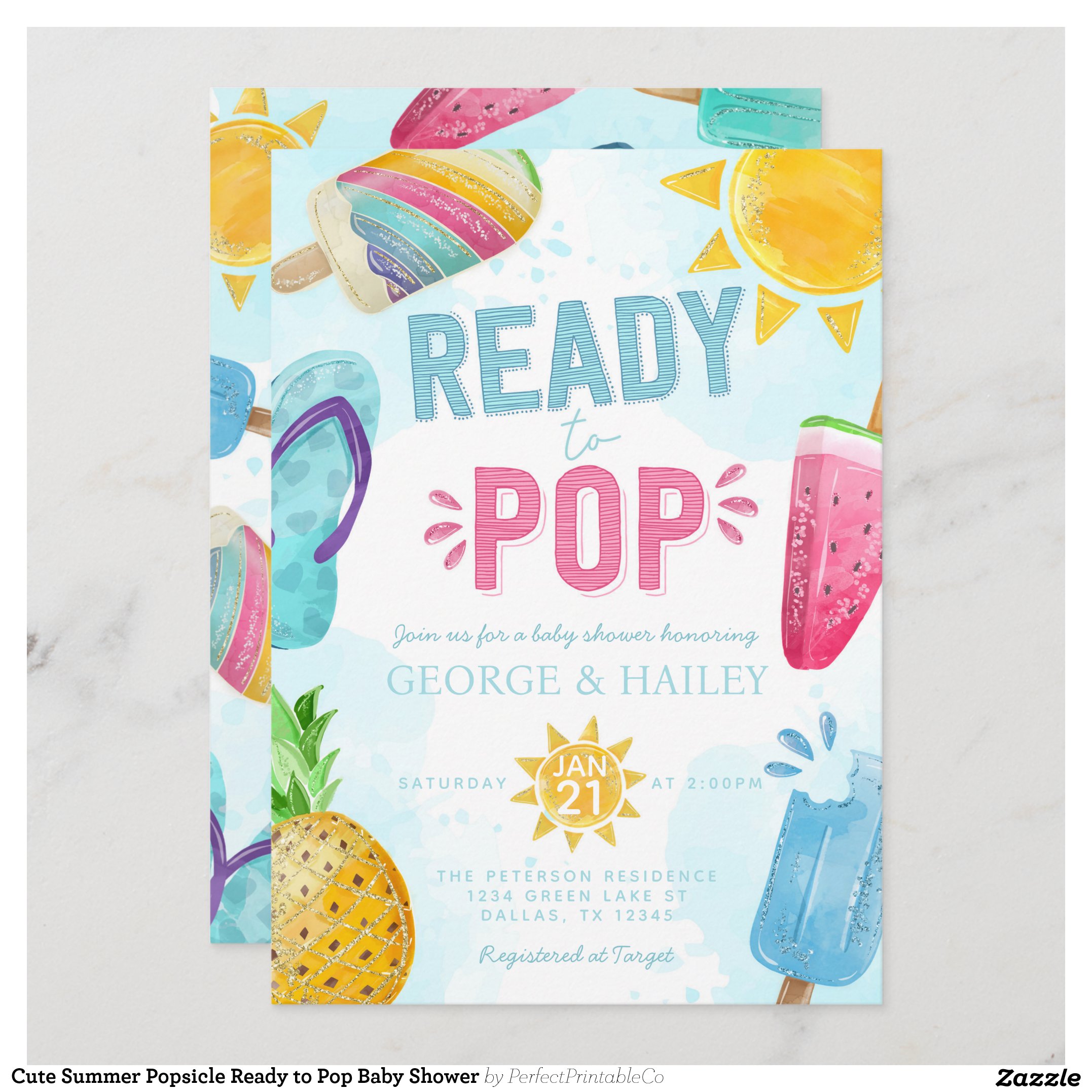 Cute Summer Popsicle Ready to Pop Baby Shower Invitation