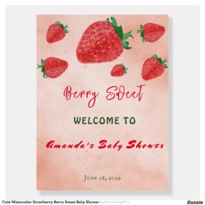 Cute Watercolor Strawberry Berry Sweet Baby Shower Foam Board