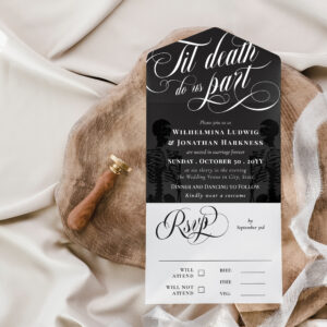 Dark Gray Til Death Do Us Party Goth Wedding All In One Invitation