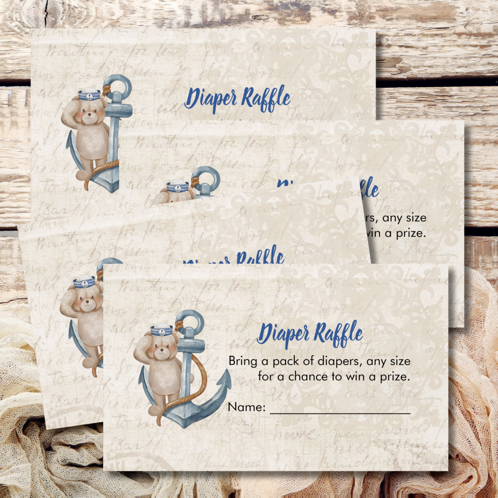 Diaper Raffle Game Ahoy It's A Boy Baby Shower Enclosure Card