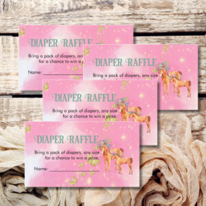 Diaper Raffle Game Magical Unicorns And Butterfly Enclosure Card